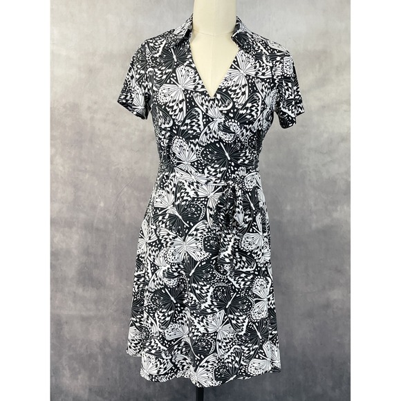 Brooks Brothers Dresses & Skirts - Brooks Brothers Butterfly Print Wrap Dress Womens Large Stretch Preppy Office